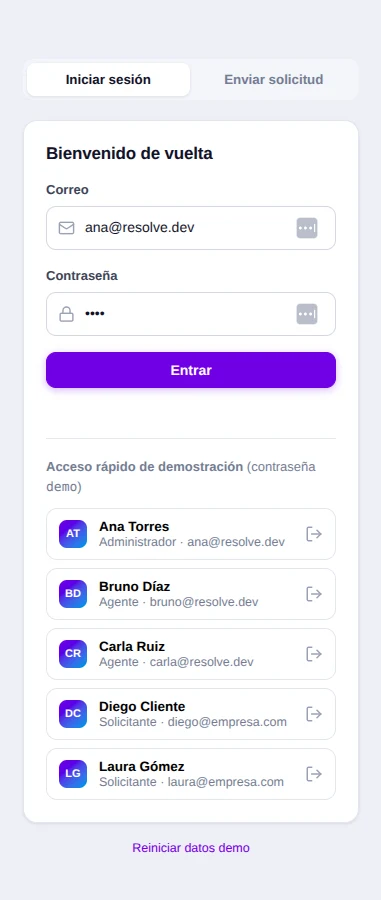 Resolve support desk on mobile